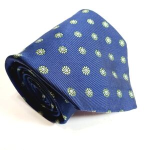 Brooks Brothers Makers Necktie Blue Geometric Pattern Silk Neck Tie